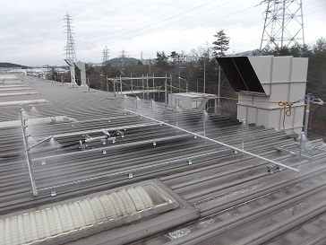 image:Sprinkler system installed on the factory roof (Osadano Plant)